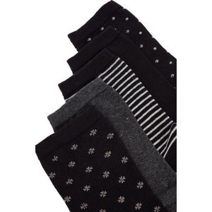 Trendyol 5-Pack Black Cotton Plain-Dotted-Striped Mix Pattern Socks obraz