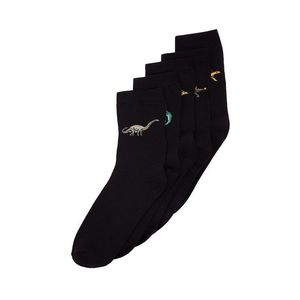 Trendyol 5-Pack Black Cotton Dinosaur Patterned Socket-Long Socks obraz