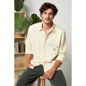 Trendyol Stone Relaxed Fit Label Detailed Single Pocket Gabardine Textured Shirt Jacket obraz
