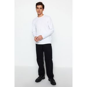 Trendyol Bílá Základní Běžný / Real Fit Tričkový Dlouhý rukáv 100% bavlna Tričko obraz