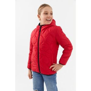 Dívčí kabát River Club s cibulovým vzorem, voděodolným a větruvzdorným vláknem, červená s kapucí obraz