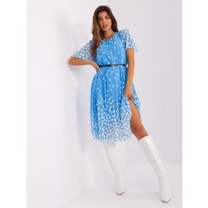 Modro-bílé puntíkované řasené šaty obraz