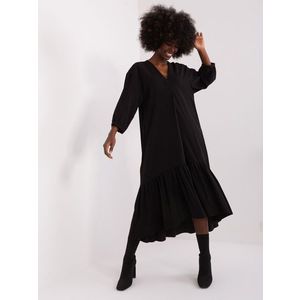 Černé volné šaty s volánem od ZULUNA obraz