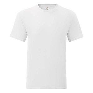 White men's Iconic combed cotton t-shirt with Fruit of the Loom sleeve obraz