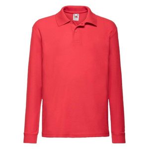 Red Long Sleeve Polo Shirt Fruit of the Loom obraz