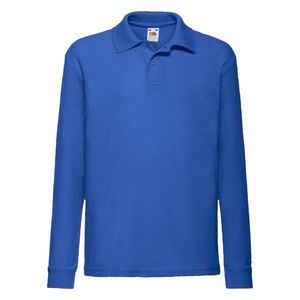 Blue Long Sleeve Polo Shirt Fruit of the Loom obraz
