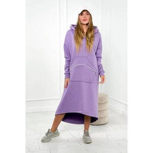 Zateplené šaty s kapucí fialové obraz