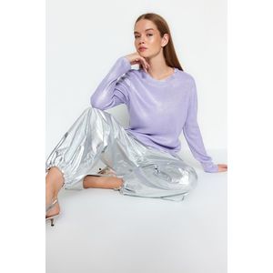 Trendyol Lilac Basic Foil Potištěný pletený svetr obraz