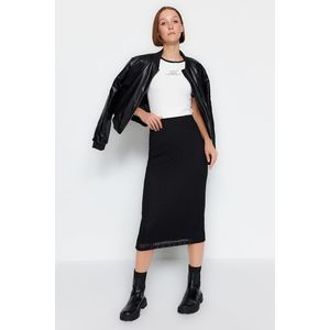 Trendyol černá midi sukně z podšívané síťoviny s vysokým pasem obraz