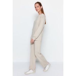 Trendyol Stone Cotton Tunic-Pants Knitted Top and Bottom Set obraz