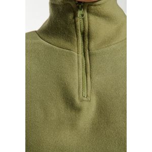 Trendyol Khaki Parachute Detail Polo Collar Zippered Stopper Fleece Crop Knitted Sweatshirt obraz