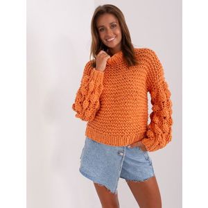 Oranžový oversize svetr s hustým úpletem obraz