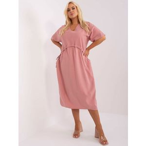 Prašně růžové nadrozměrné midi šaty ZULUNA obraz