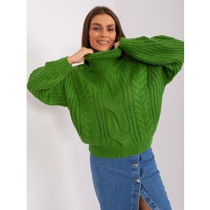 Zelený oversize svetr s dlouhým rukávem obraz