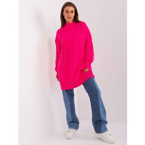 Fluo růžové pletené šaty s copánky obraz