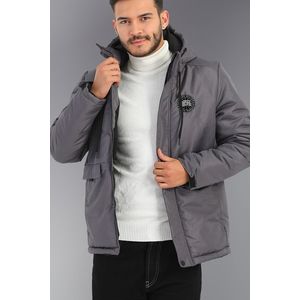 River Club Men's Anthracite Hooded Water And Windproof Fibrous Winter Coats & Parka obraz