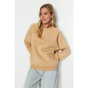 Trendyol Mink Relaxed/Comfortable fit Basic Raglan Sleeve Crew Neck Knitted Sweatshirt obraz