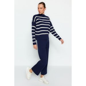 Trendyol Navy Blue Striped Sweater Bottom-Top Suit with Pants obraz