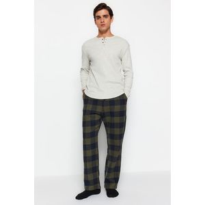 Trendyol Khaki pohodlné kostkované tkané pyžamové kalhoty obraz