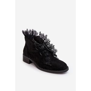 Semišové dámské boty na nízkém podpatku černá Klemovia obraz