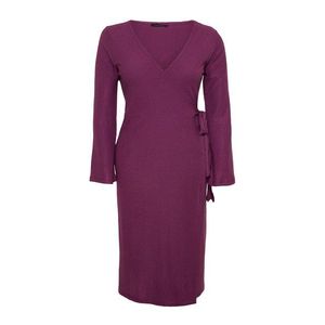 Trendyol Curve Dark Purple Double Breasted Midi Knitted Dress obraz