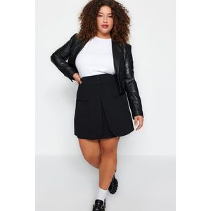 Trendyol Curve Black Plain A-line Knitted Gabardine Plus Size Skirt obraz