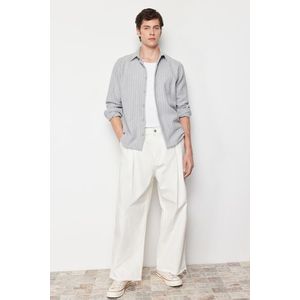 Trendyol Gray Regular Fit Striped Thick Winter Shirt obraz