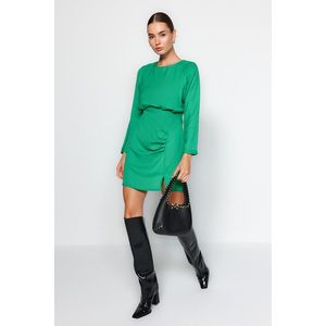 Trendyol zelené nabírané rovné mini tkané šaty obraz