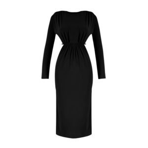 Trendyol černé pletené lemované elegantní večerní šaty s oknem / výřezem a lemováním obraz