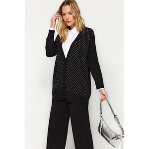 Trendyol Black Stones Cardigan-Pants Knitwear Top and Bottom Set obraz
