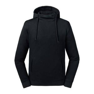 Black Unisex Sweatshirt Pure Organic High Collar Hooded Sweat Russell obraz