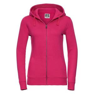Pink women's hoodie with Authentic Russell zipper obraz