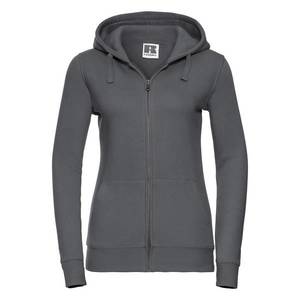 Dark grey women's hoodie with Authentic Russell zipper obraz