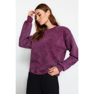 Trendyol Violet Antiqued/Faded Effect Thicker Fleece Inside Oversized/Wide Knitted Sweatshirt obraz