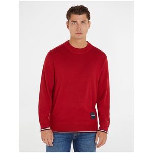Červený pánský svetr s příměsí hedvábí Tommy Hilfiger - Pánské obraz