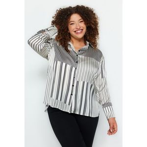 Trendyol Curve Black and White Striped Woven Shirt obraz