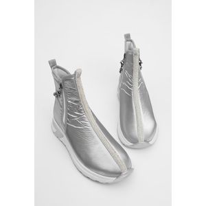 Marjin Dámské sportovní boty s tlustou podrážkou, kamínky a zipem Cunes Stříbrné obraz