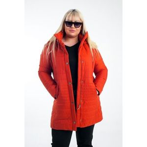 By Saygı Přenosný péřový kabát s kapucí s podšívkou nadměrných velikostí oranžový obraz