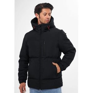 D1fference Men's Black Thick Lined Hooded Water and Windproof Puffer Winter Coat obraz