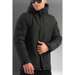 D1fference Pánský černý fleece kamuflážní s kapucí vodě a větru odolný sportovní zimní kabát a parka obraz