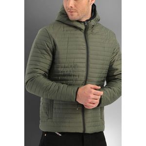 D1fference Men's Khaki Inner Lined Water And Windproof Hooded Winter Coat obraz