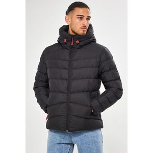D1fference Pánský černý vodní a větruodolný zimní kabát s kapucí obraz