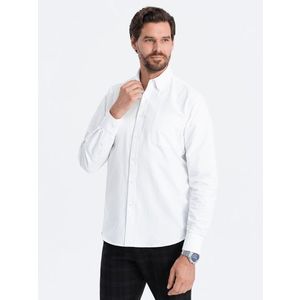 Ombre Oxford REGULAR men's fabric shirt - white obraz