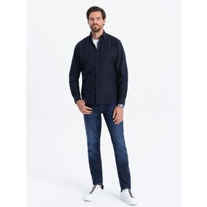 Ombre Oxford REGULAR men's fabric shirt - navy blue obraz