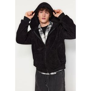 Trendyol Black Regular/Regular Fit Full Zipper Pocket Fleece Thick Sweatshirt-Cardigan obraz