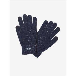 Tmavě modré pánské žíhané rukavice Jack & Jones Cliff obraz