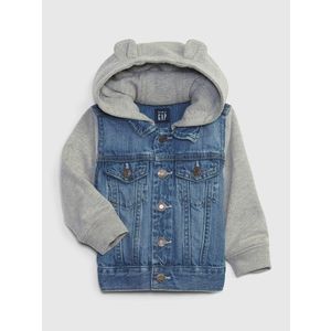 Šedo-modrá dětská džínová bunda s kapucí GAP obraz