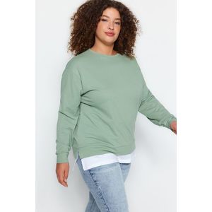 Trendyol Curve zelené spodní tričko s vytaženým vzhledem, tenký pletený svetr obraz