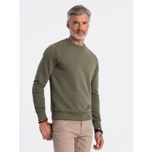 Ombre BASIC men's hoodless sweatshirt - dark olive green obraz