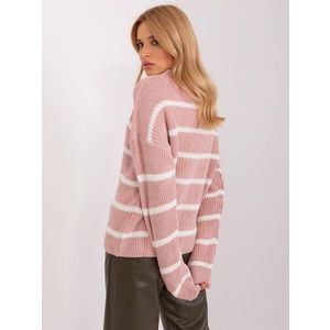 Růžovo-bílý pruhovaný oversize svetr s vlnou obraz